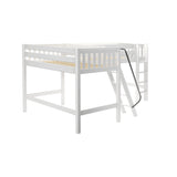 BRACE WS : Corner Loft Bed Twin Mid Corner Loft with Straight Ladder and Angled Ladder, Slat, White