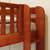 CROSS XL 1 CS : Quad Corner Bunk Full XL + Twin XL Medium Corner Bunk with Straight Ladders on Ends, Slat, Chestnut