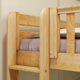 CROSS XL 1 NP : Quad Corner Bunk Full XL + Twin XL Medium Corner Bunk with Straight Ladders on Ends, Panel, Natural