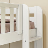 CROSS XL 1 WP : Quad Corner Bunk Full XL + Twin XL Medium Corner Bunk with Straight Ladders on Ends, Panel, White