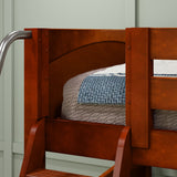 CROSS XL CP : Quad Corner Bunk Full XL + Twin XL Medium Corner Bunk with Angled and Straight Ladder, Panel, Chestnut