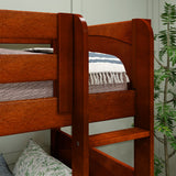 CROSS XL CP : Quad Corner Bunk Full XL + Twin XL Medium Corner Bunk with Angled and Straight Ladder, Panel, Chestnut