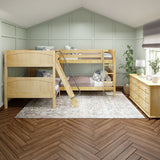 CROSS XL NP : Quad Corner Bunk Full XL + Twin XL Medium Corner Bunk with Angled and Straight Ladder, Natural, Panel