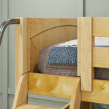 CROSS XL NP : Quad Corner Bunk Full XL + Twin XL Medium Corner Bunk with Angled and Straight Ladder, Natural, Panel