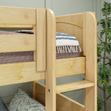 CROSS XL NP : Quad Corner Bunk Full XL + Twin XL Medium Corner Bunk with Angled and Straight Ladder, Natural, Panel