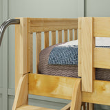 CROSS XL NS : Quad Corner Bunk Full XL + Twin XL Medium Corner Bunk with Angled and Straight Ladder, Slat, Natural