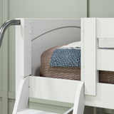 CROSS XL WP : Quad Corner Bunk Full XL + Twin XL Medium Corner Bunk with Angled and Straight Ladder, White, Panel