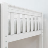 CROSS XL WS : Quad Corner Bunk Full XL + Twin XL Medium Corner Bunk with Angled and Straight Ladder, Slat, White