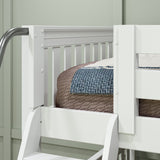 CROSS XL WS : Quad Corner Bunk Full XL + Twin XL Medium Corner Bunk with Angled and Straight Ladder, Slat, White
