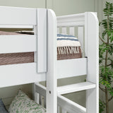 CROSS XL WS : Quad Corner Bunk Full XL + Twin XL Medium Corner Bunk with Angled and Straight Ladder, Slat, White