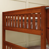 JOINT XL CS : Quad Corner Bunk Full XL + Twin XL Medium Corner Bunk with Angled Ladder and Stairs on Right, Slat, Chestnut
