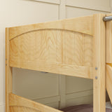 JOINT XL NP : Quad Corner Bunk Full XL + Twin XL Medium Corner Bunk with Angled Ladder and Stairs on Right, Natural, Panel