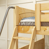 JOINT XL NP : Quad Corner Bunk Full XL + Twin XL Medium Corner Bunk with Angled Ladder and Stairs on Right, Natural, Panel