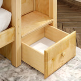 JOINT XL NP : Quad Corner Bunk Full XL + Twin XL Medium Corner Bunk with Angled Ladder and Stairs on Right, Natural, Panel