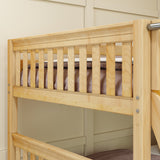 JOINT XL NS : Quad Corner Bunk Full XL + Twin XL Medium Corner Bunk with Angled Ladder and Stairs on Right, Slat, Natural