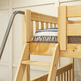 JOINT XL NS : Quad Corner Bunk Full XL + Twin XL Medium Corner Bunk with Angled Ladder and Stairs on Right, Slat, Natural