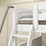 JOINT XL WP : Quad Corner Bunk Full XL + Twin XL Medium Corner Bunk with Angled Ladder and Stairs on Right, White, Panel