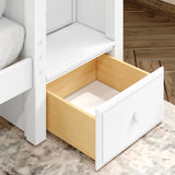 JOINT XL WP : Quad Corner Bunk Full XL + Twin XL Medium Corner Bunk with Angled Ladder and Stairs on Right, White, Panel