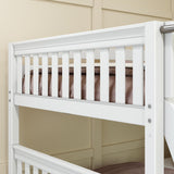 JOINT XL WS : Quad Corner Bunk Full XL + Twin XL Medium Corner Bunk with Angled Ladder and Stairs on Right, Slat, White