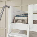 QUANTUM XL WP : Quad Corner Bunk Full XL + Twin XL High Corner Bunk with Angled Ladder and Stairs on Right, White, Panel