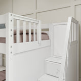 QUANTUM XL WP : Quad Corner Bunk Full XL + Twin XL High Corner Bunk with Angled Ladder and Stairs on Right, White, Panel