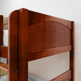 TERTIARY CP : Corner Loft Bunk Twin Medium Corner Loft Bunk Bed with Ladder + Stairs - R, Panel, Chestnut