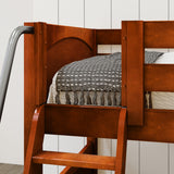 TERTIARY CP : Corner Loft Bunk Twin Medium Corner Loft Bunk Bed with Ladder + Stairs - R, Panel, Chestnut