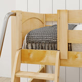 TERTIARY NP : Corner Loft Bunk Twin Medium Corner Loft Bunk Bed with Ladder + Stairs - R, Panel, Natural