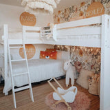 TERTIARY WP : Corner Loft Bunk Twin Medium Corner Loft Bunk Bed with Ladder + Stairs - R, Panel, White