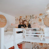 TERTIARY WP : Corner Loft Bunk Twin Medium Corner Loft Bunk Bed with Ladder + Stairs - R, Panel, White