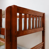TERTIARY XL CS : Corner Loft Bunk Twin XL Medium Corner Loft Bunk Bed with Angled Ladder and Stairs on Right, Slat, Chestnut