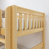 TERTIARY XL NS : Corner Loft Bunk Twin XL Medium Corner Loft Bunk Bed with Angled Ladder and Stairs on Right, Slat, Natural