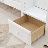 TERTIARY XL WP : Corner Loft Bunk Twin XL Medium Corner Loft Bunk Bed with Angled Ladder and Stairs on Right, Panel, Natural