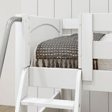 TERTIARY XL WP : Corner Loft Bunk Twin XL Medium Corner Loft Bunk Bed with Angled Ladder and Stairs on Right, Panel, Natural