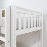 TERTIARY XL WS : Corner Loft Bunk Twin XL Medium Corner Loft Bunk Bed with Angled Ladder and Stairs on Right, Slat, White