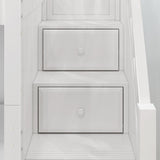 TERTIARY XL WS : Corner Loft Bunk Twin XL Medium Corner Loft Bunk Bed with Angled Ladder and Stairs on Right, Slat, White