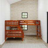 TRINITY XL CS : Corner Loft Bunk Medium Twin XL over Full XL Corner Loft Bunk Bed, Chestnut