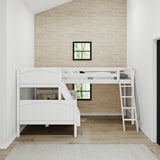 TRINITY XL WP : Corner Loft Bunk Medium Twin XL over Full XL Corner Loft Bunk Bed, White