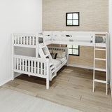 TRINITY XL WS : Corner Loft Bunk Medium Twin XL over Full XL Corner Loft Bunk Bed, White