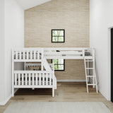 TRINITY XL WS : Corner Loft Bunk Medium Twin XL over Full XL Corner Loft Bunk Bed, White