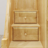 TRIUNITY XL NP : Corner Loft Bunk Twin XL over Full XL + Twin XL Medium Corner Loft Bunk with Angled Ladder and Stairs on Left, Panel, Natural