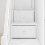 TRIUNITY XL WP : Corner Loft Bunk Twin XL over Full XL + Twin XL Medium Corner Loft Bunk with Angled Ladder and Stairs on Left, Panel, White