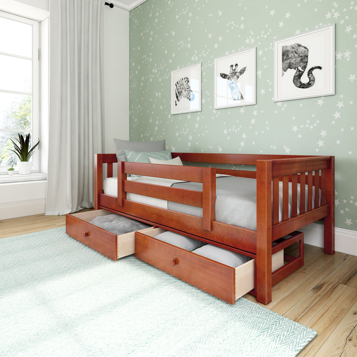 Twin Toddler Bed with Underbed Dresser Maxwood Furniture