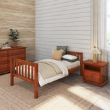 1000 CS : Kids Beds Twin Basic Bed - Low, Slat, Chestnut