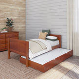 1000 TR CP : Starter Bed Twin Basic Bed with Trundle - Low, Panel, Chestnut