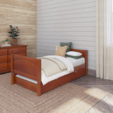 1000 TR CP : Starter Bed Twin Basic Bed with Trundle - Low, Panel, Chestnut