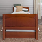 1000 TR CP : Starter Bed Twin Basic Bed with Trundle - Low, Panel, Chestnut