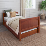 1000 TR CP : Starter Bed Twin Basic Bed with Trundle - Low, Panel, Chestnut