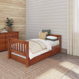 1000 TR CS : Starter Bed Twin Basic Bed with Trundle - Low, Slat, Chestnut