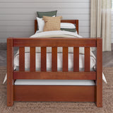 1000 TR CS : Starter Bed Twin Basic Bed with Trundle - Low, Slat, Chestnut